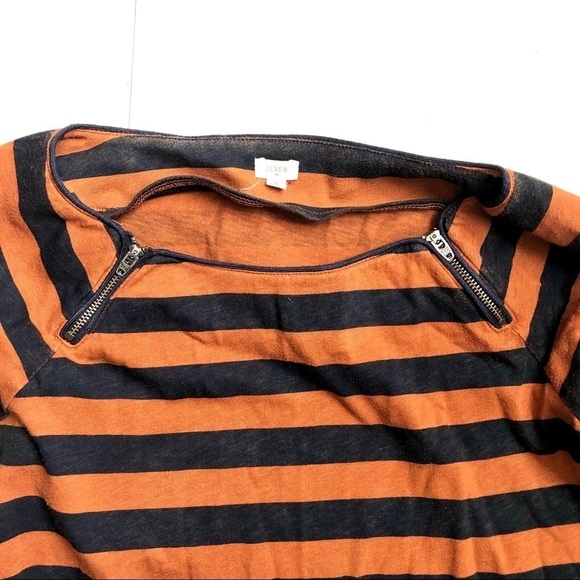 J. Crew 3/4 Sleeve Striped Burnt Orange Tee Small - Picture 4 of 8